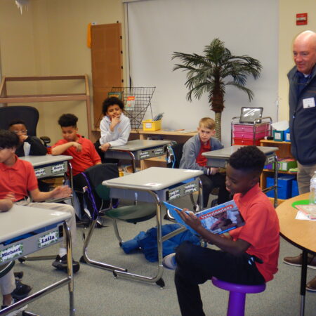 a group of children in a classroom