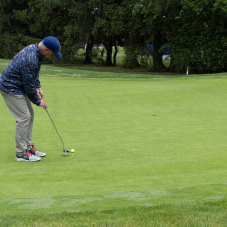 a person playing golf on a golf course
