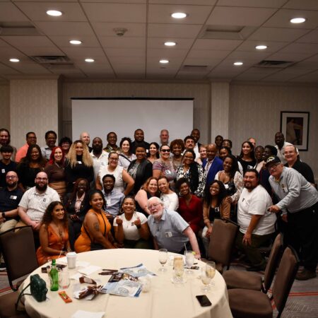 a group of people in a room