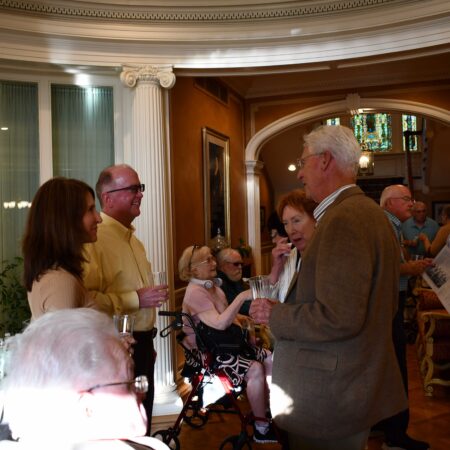 a group of people in a room