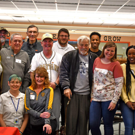 a group of people posing for a photo