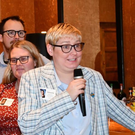 a person holding a microphone