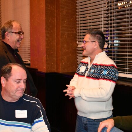a group of men talking