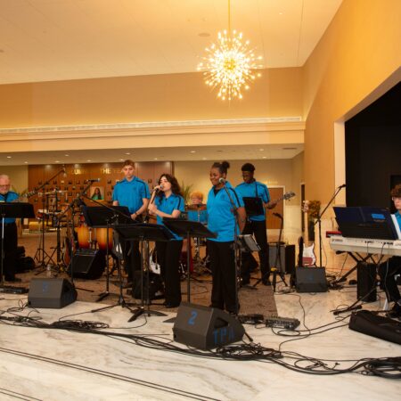 a group of people playing instruments
