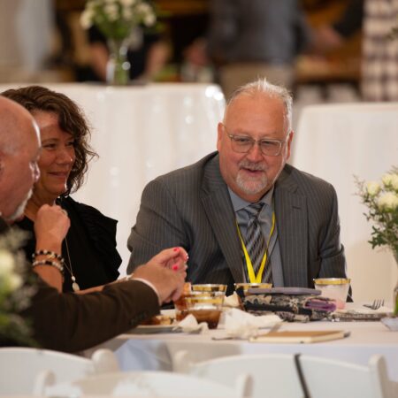 a group of people at a table