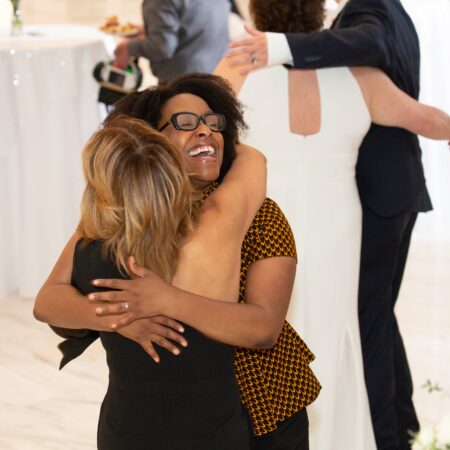 a group of people hugging