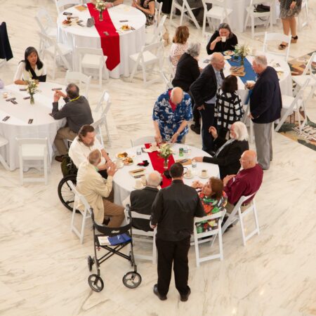 a group of people at a party