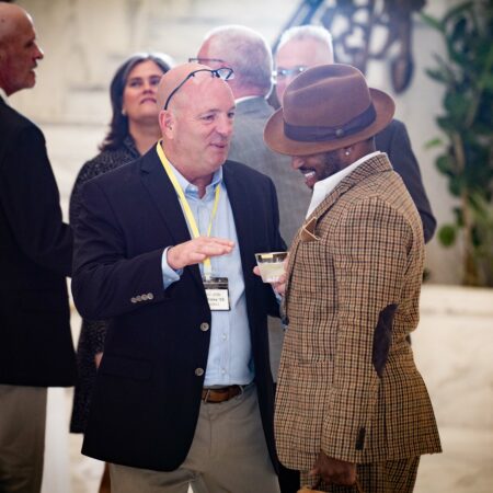 a group of men talking