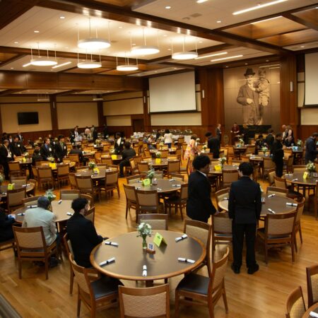 a group of people in a room