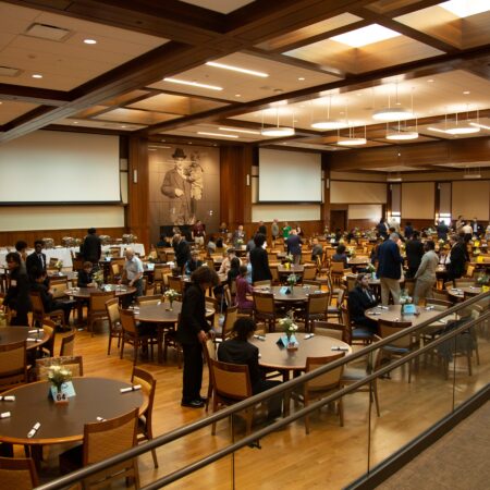 a group of people in a room