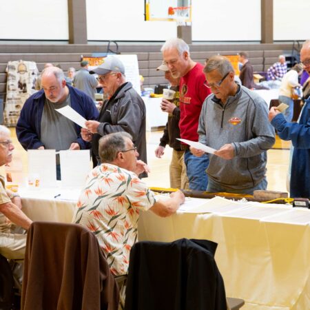 a group of people at a table