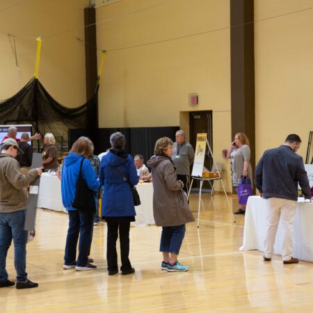 a group of people in a room