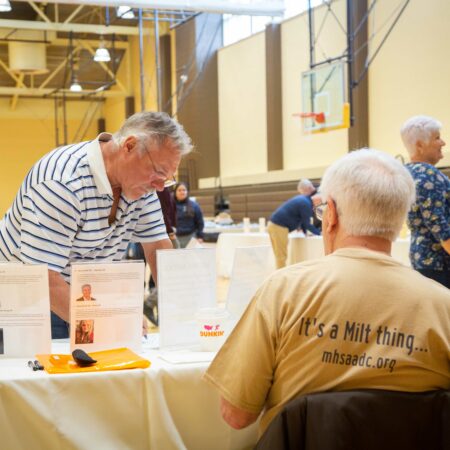 a group of people at a table
