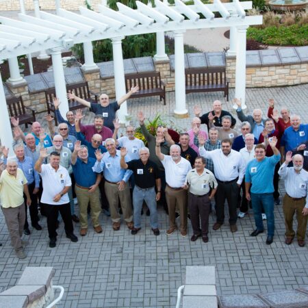 a group of people standing together