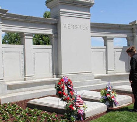 a person standing next to a grave