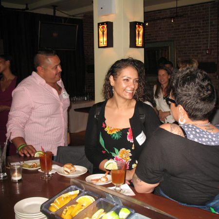 a group of people sitting at a table