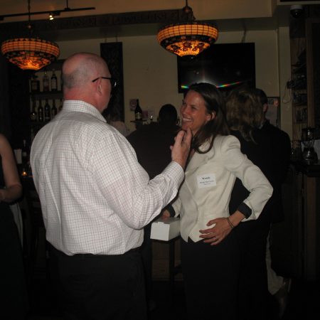 people talking in a bar