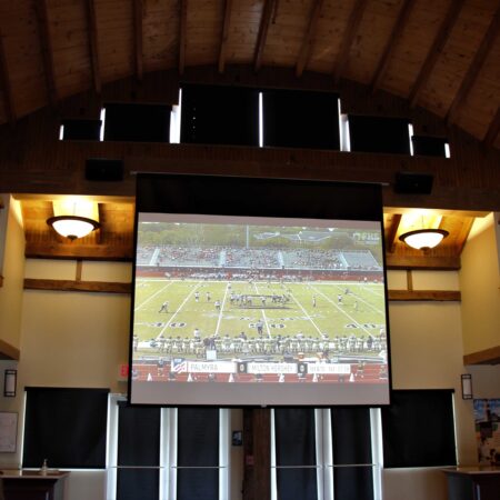 a large screen in a room
