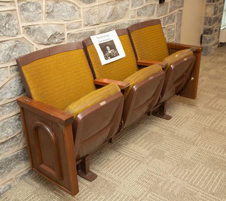 a row of seats in a room