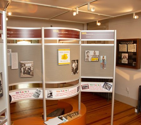a display of information on a stand