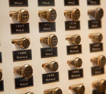 a group of metal knobs