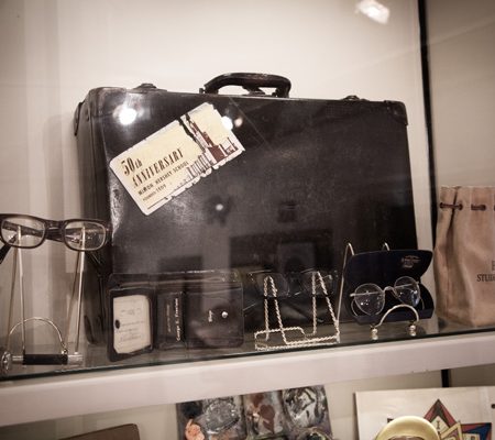 a briefcase on a shelf