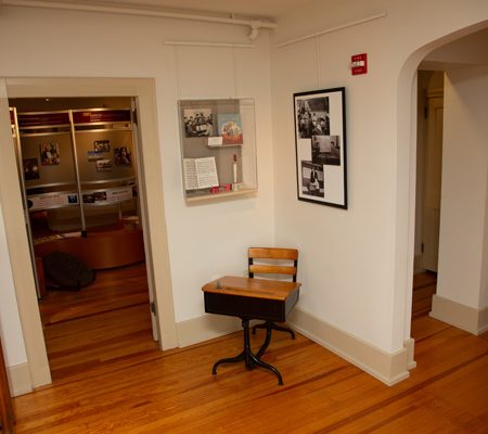 a desk in a room
