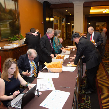a group of people at a table
