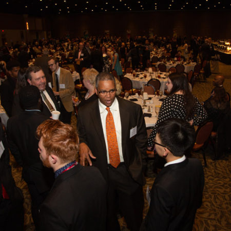 a group of people in a room