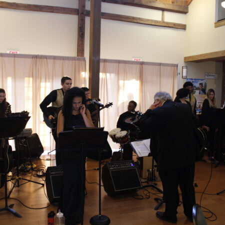 a group of people playing instruments