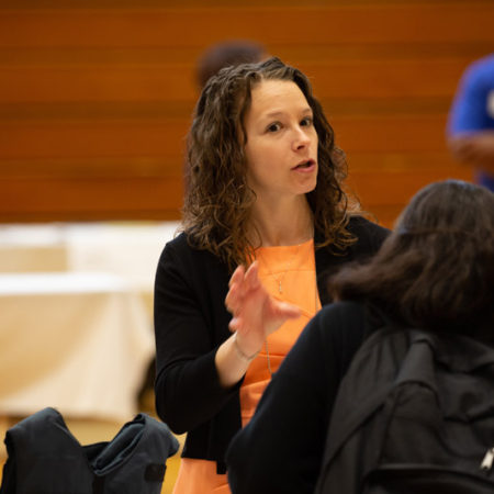 a person talking to another person