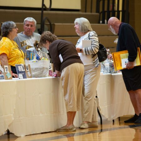 a group of people at a table