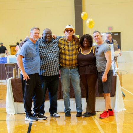 a group of people standing together