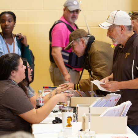 a group of people at a table