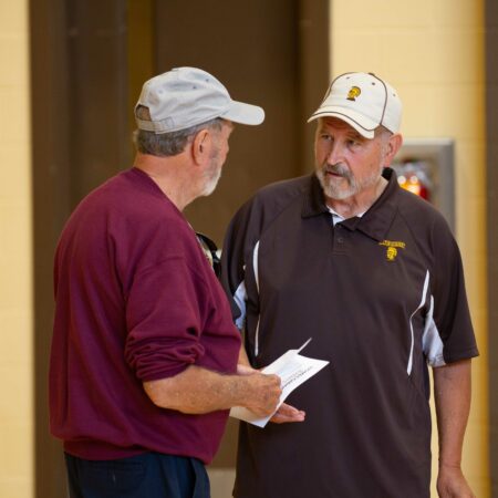 a person talking to another person