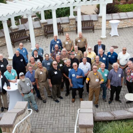 a group of people standing in a circle