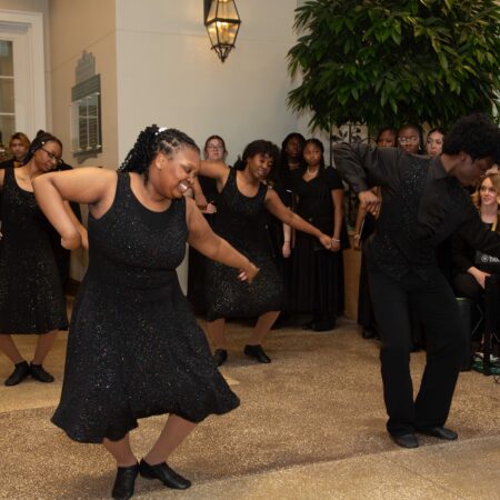 a group of people dancing