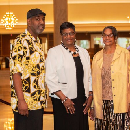 a group of people standing together