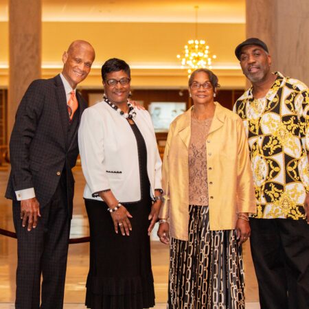 a group of people standing together