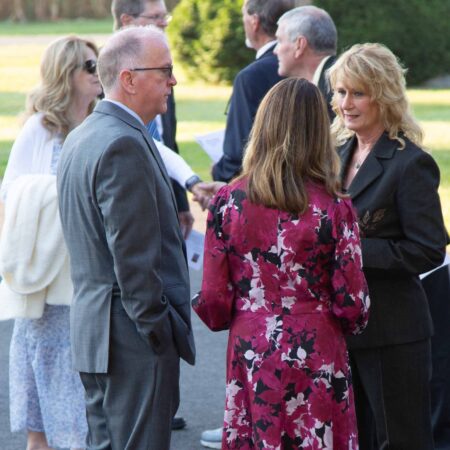 a group of people standing outside