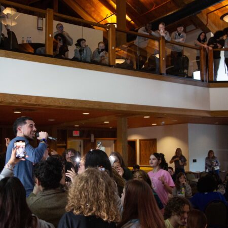 a group of people in a room