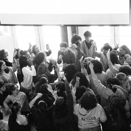 a group of people in a room