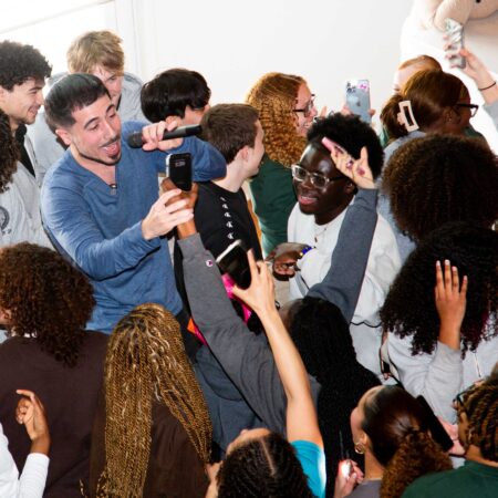 a group of people in a room