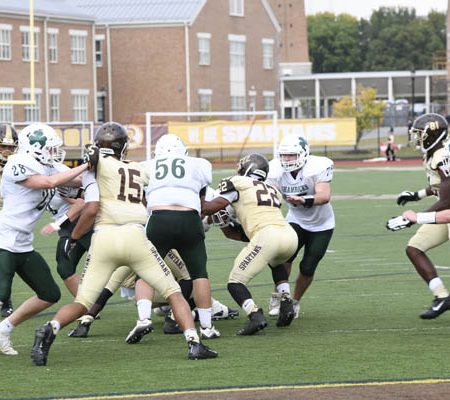 a group of football players on a field