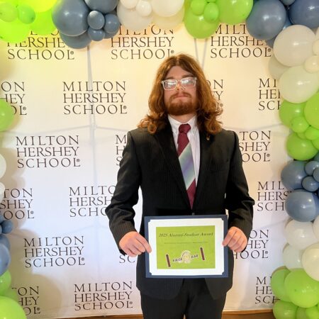 MHS senior Hayden Cline receives the Robert Rodriguez MHS Scholarship