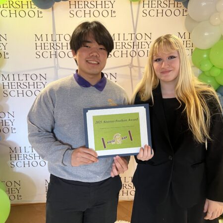 MHS seniors Isabella Shanklin and Takuma Sugita receive the William E. Dearden Emerging Leadership Award