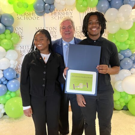 MHS seniors Chase Ingram and Jesse Maccelus receive the William R. Fisher Scholarship